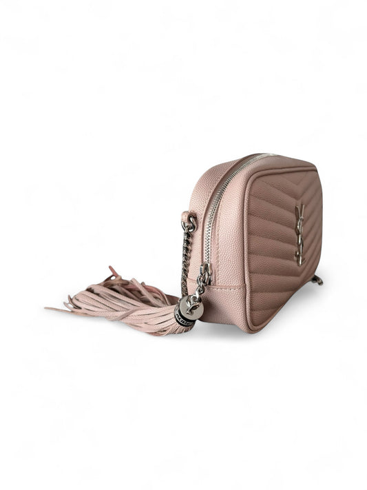 Saint Laurent Dusty Pink Leather Mini Lou Crossbody Bag