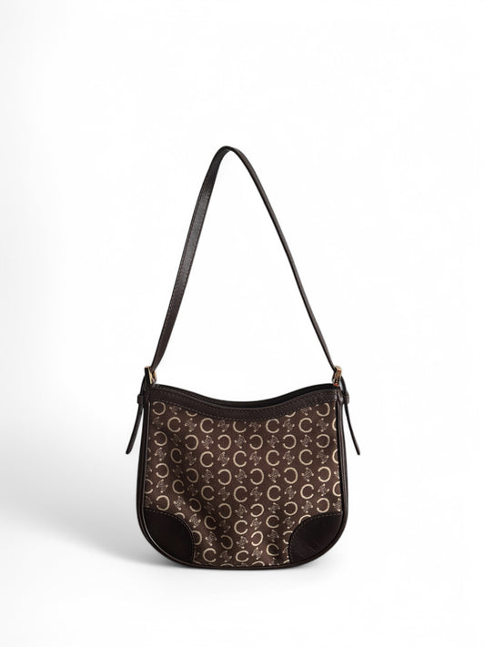 2000s Burgundy Monogram Celine Shoulder Bag