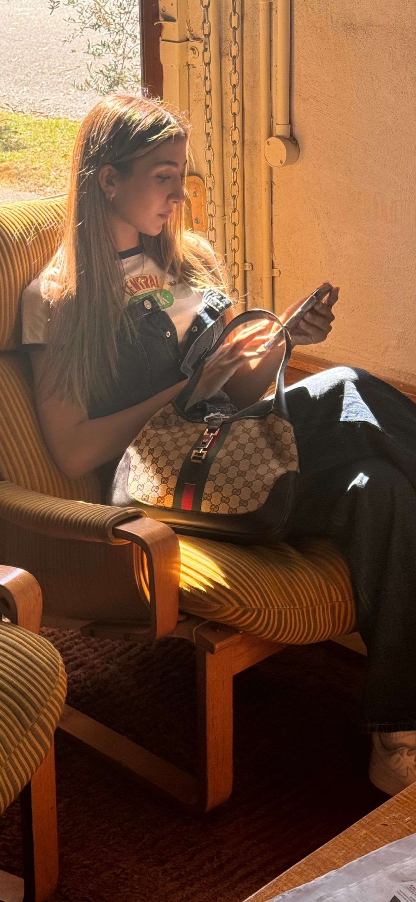 Vintage Gucci Dark Brown Leather & Monogram Jackie Bag