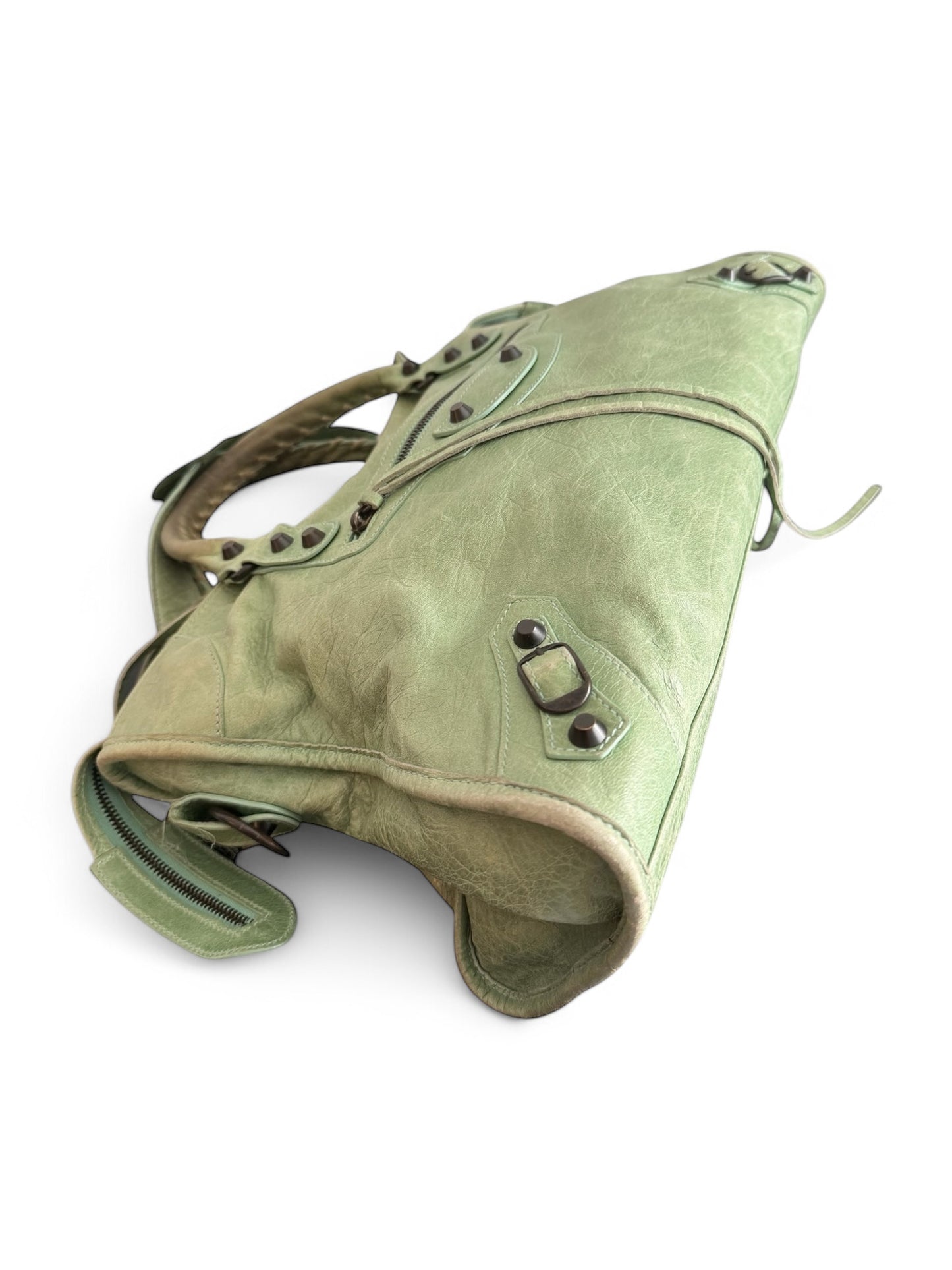 2000s Balenciaga Pistachio Leather City Bag