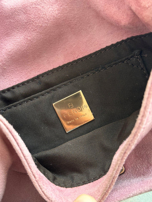 Vintage Pink Suede Mini Fendi Baguette
