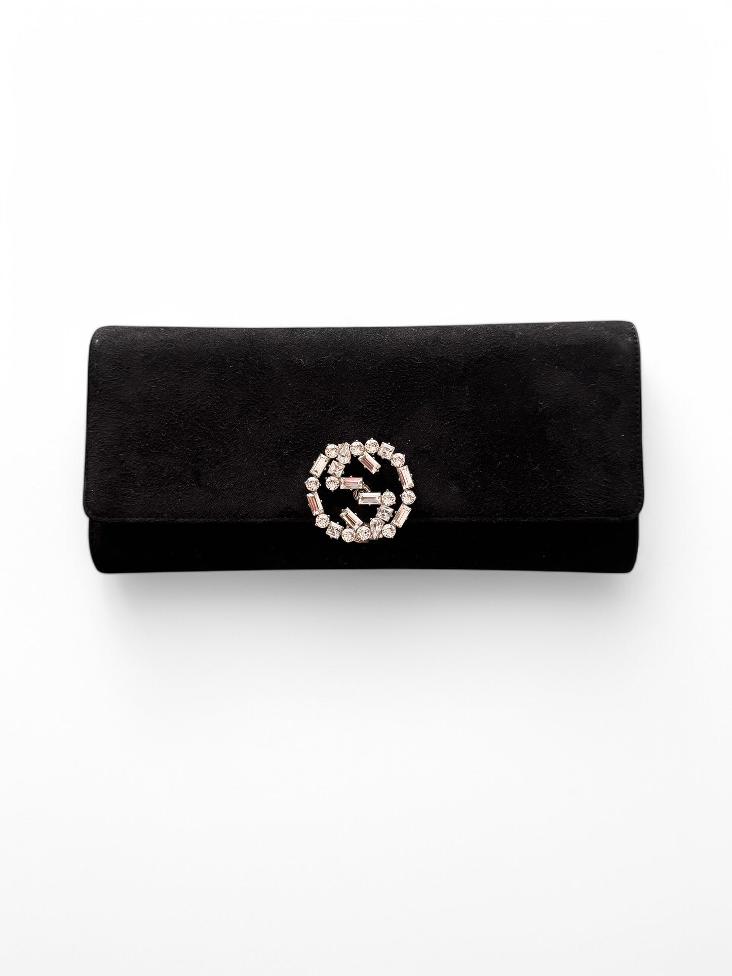 Bejewelled Gucci Black Suede Clutch