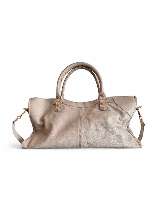 2000s Balenciaga Light Grey Leather City Bag