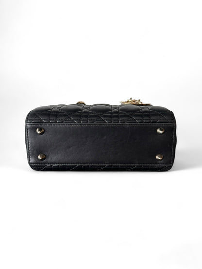Black leather Small GHW Lady Dior