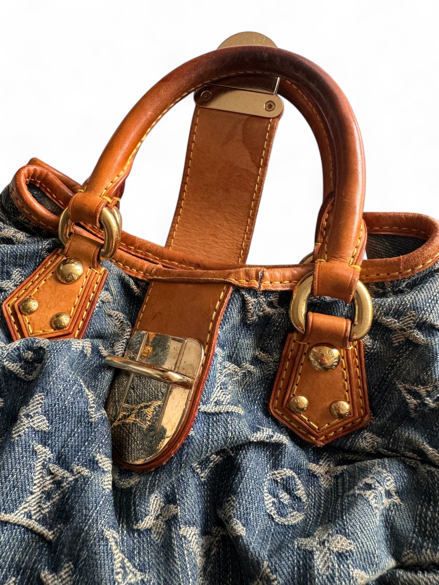 2000s Louis Vuitton Denim Pleaty Handbag