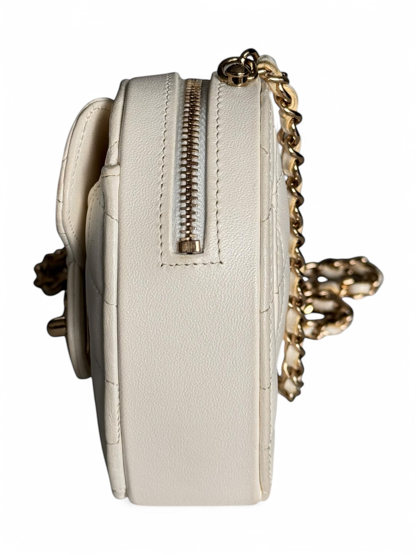Chanel White Mini Lambskin CC in Love Heart Crossbody Bag