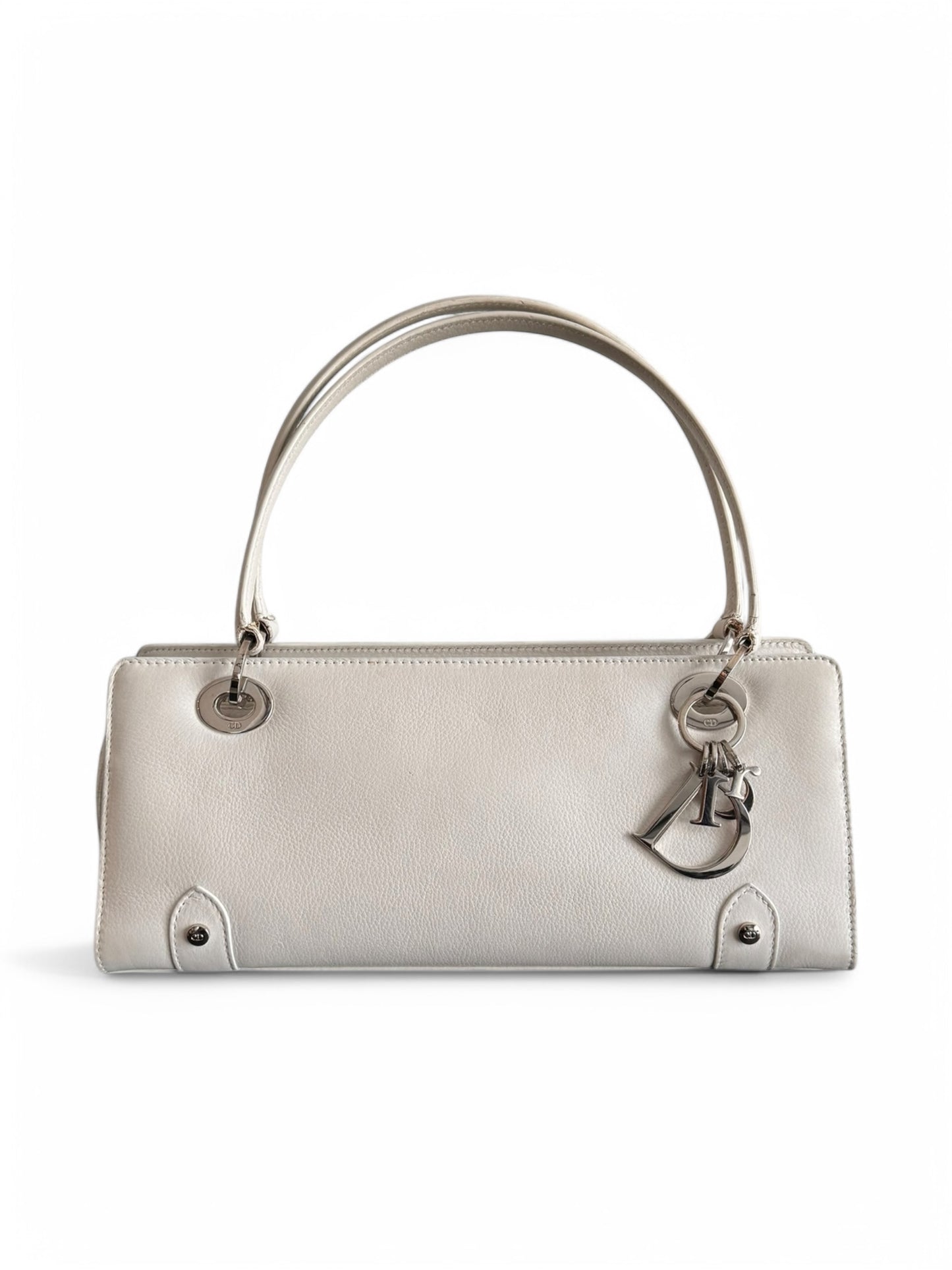 Vintage White Leather Lady Dior East West Bag