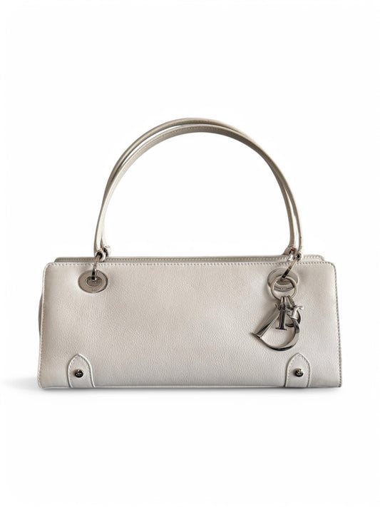 Vintage White Leather Lady Dior East West Bag