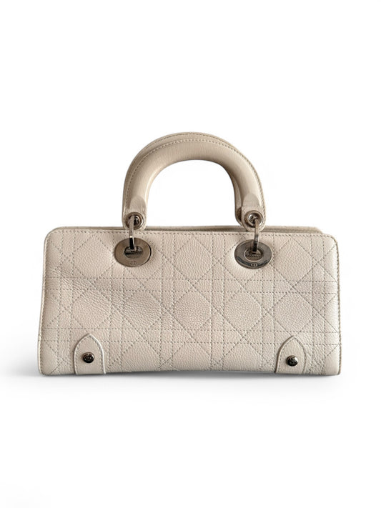 Vintage White Cannage Leather East West Lady Dior Bag