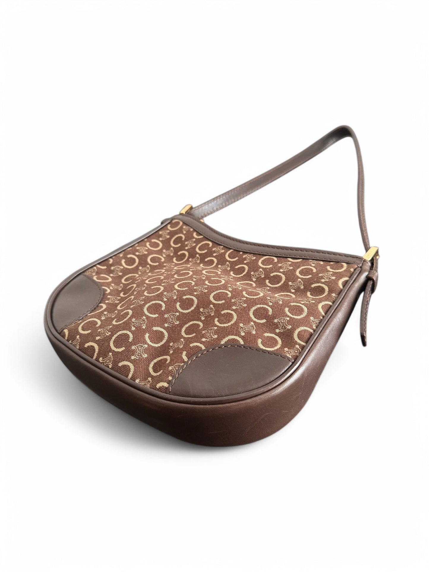 2000s Burgundy Monogram Celine Shoulder Bag