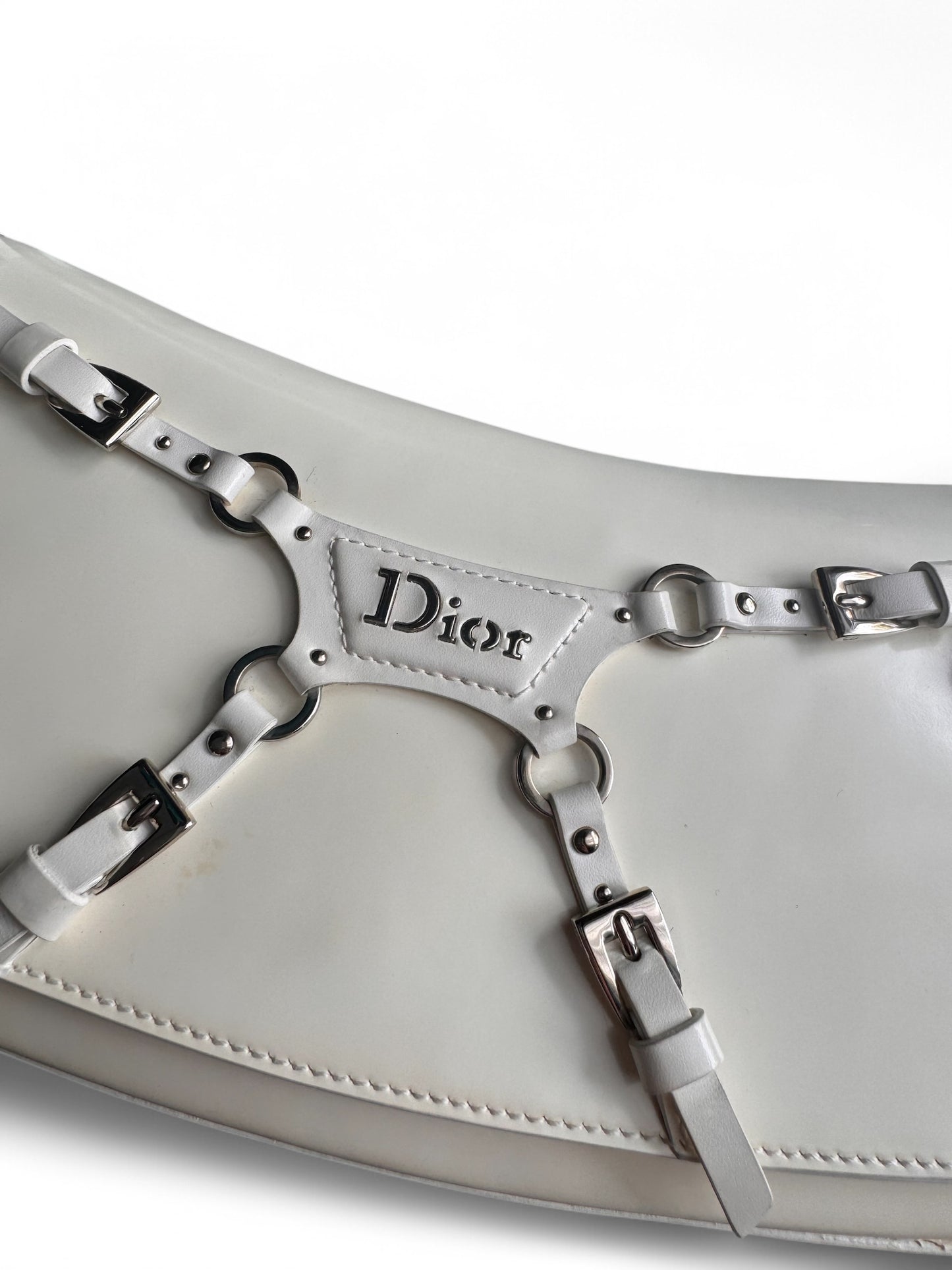 SUPER RARE Christian Dior Galliano White Bondage Shoulder Bag