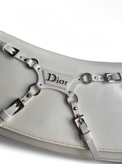 SUPER RARE Christian Dior Galliano White Bondage Shoulder Bag