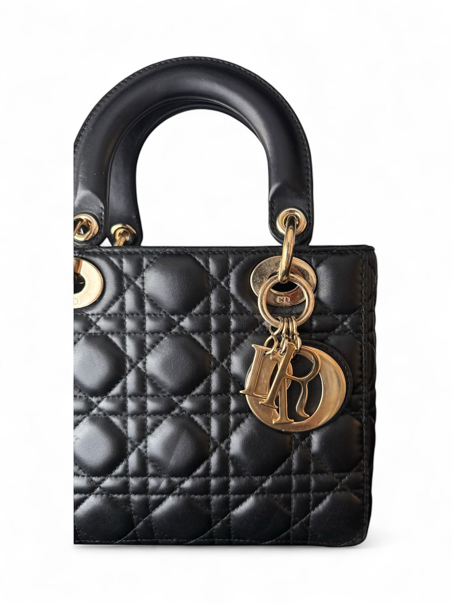 Black leather Small GHW Lady Dior