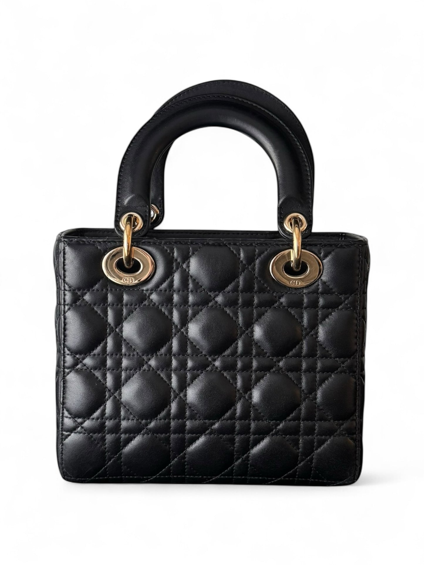 Black leather Small GHW Lady Dior