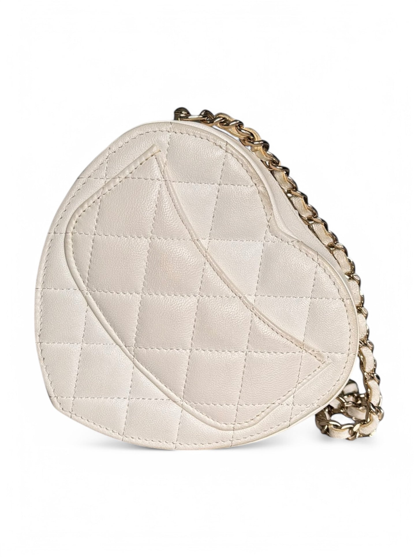 Chanel White Mini Lambskin CC in Love Heart Crossbody Bag