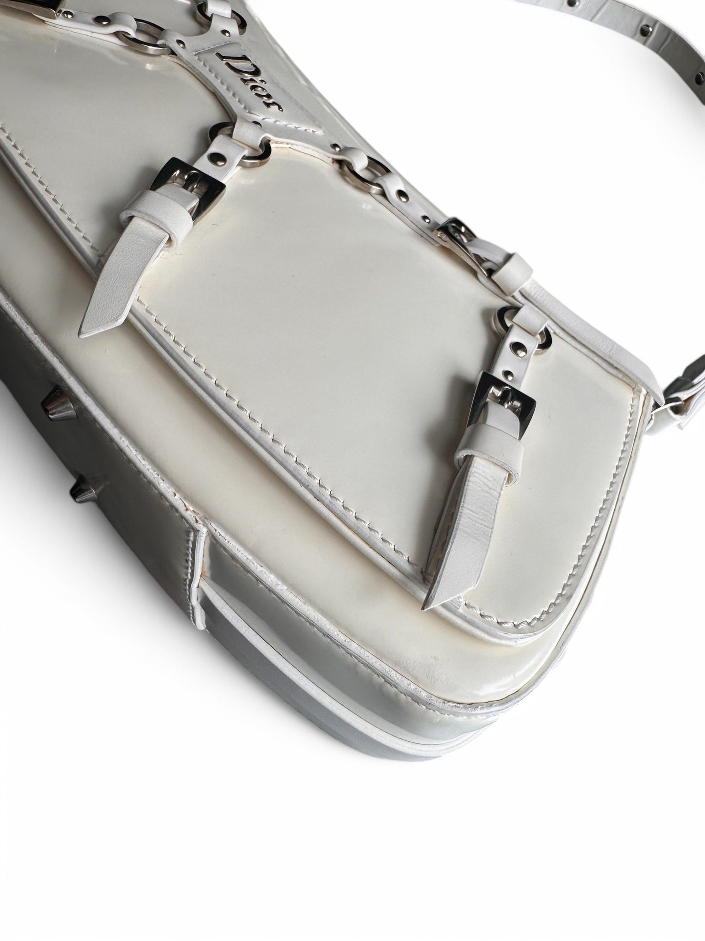 SUPER RARE Christian Dior Galliano White Bondage Shoulder Bag