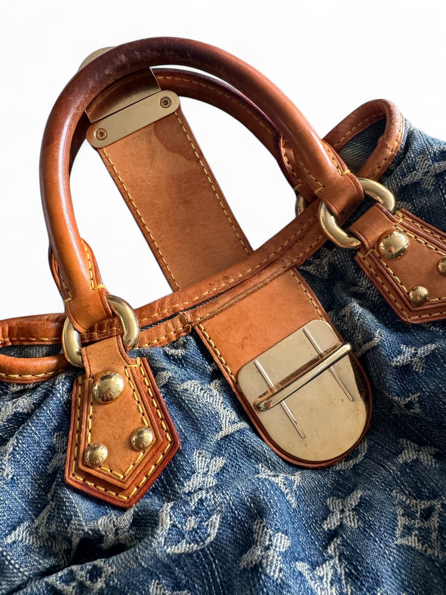 2000s Louis Vuitton Denim Pleaty Handbag
