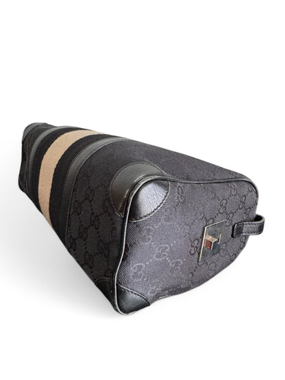 Gucci Black GG Monogram Boston Bag