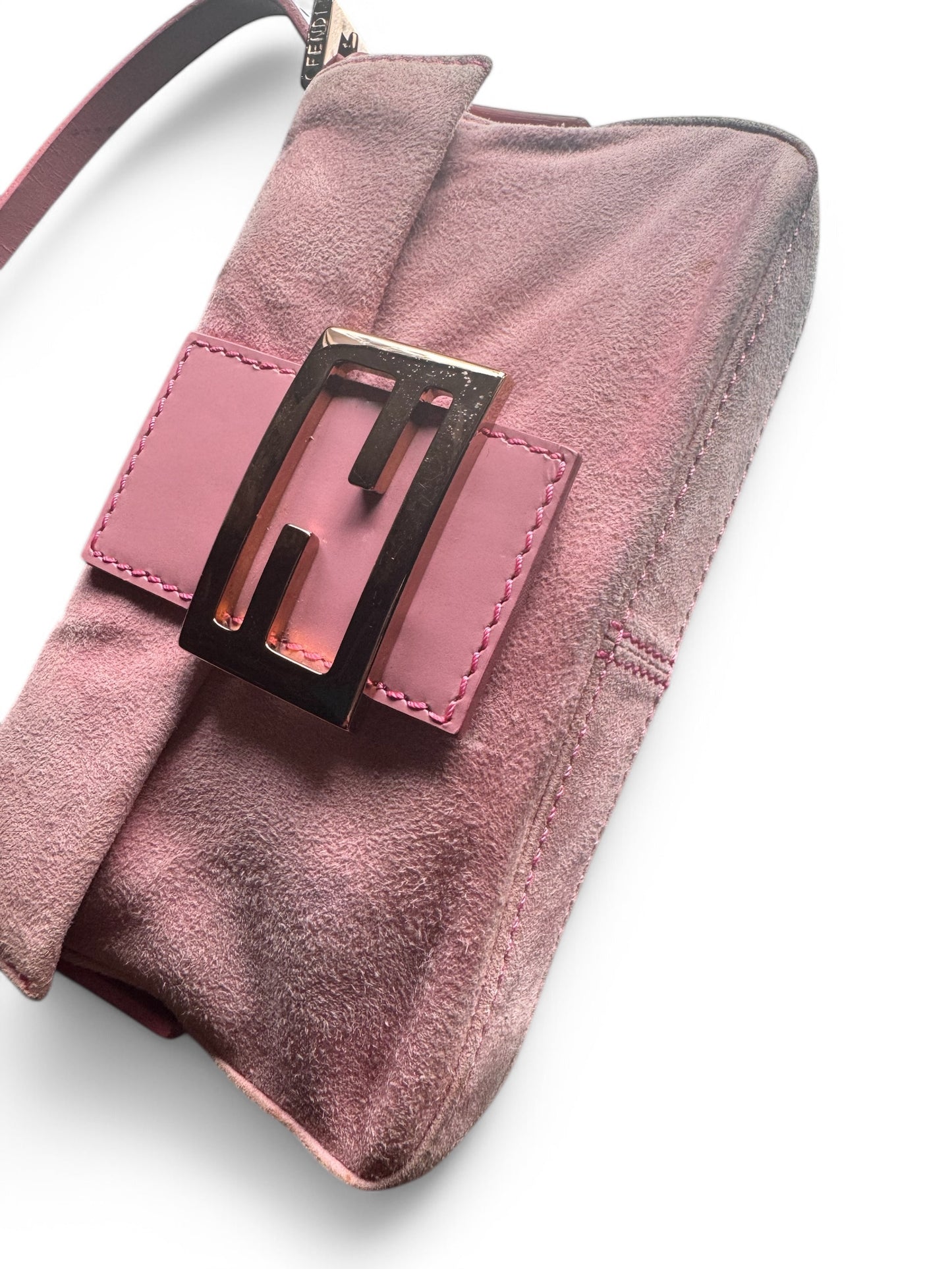 Vintage Pink Suede Mini Fendi Baguette