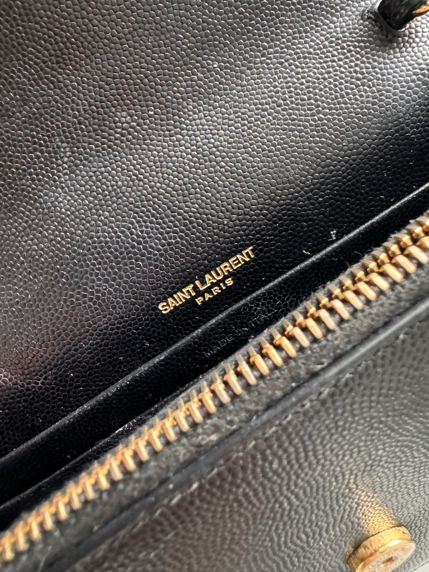 Saint Laurent Black Pebble Calf Leather Kate WOC