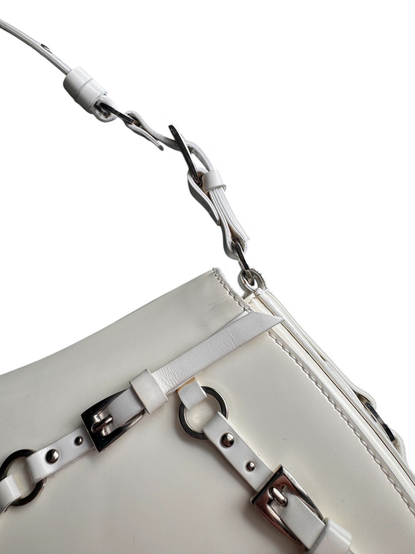 SUPER RARE Christian Dior Galliano White Bondage Shoulder Bag