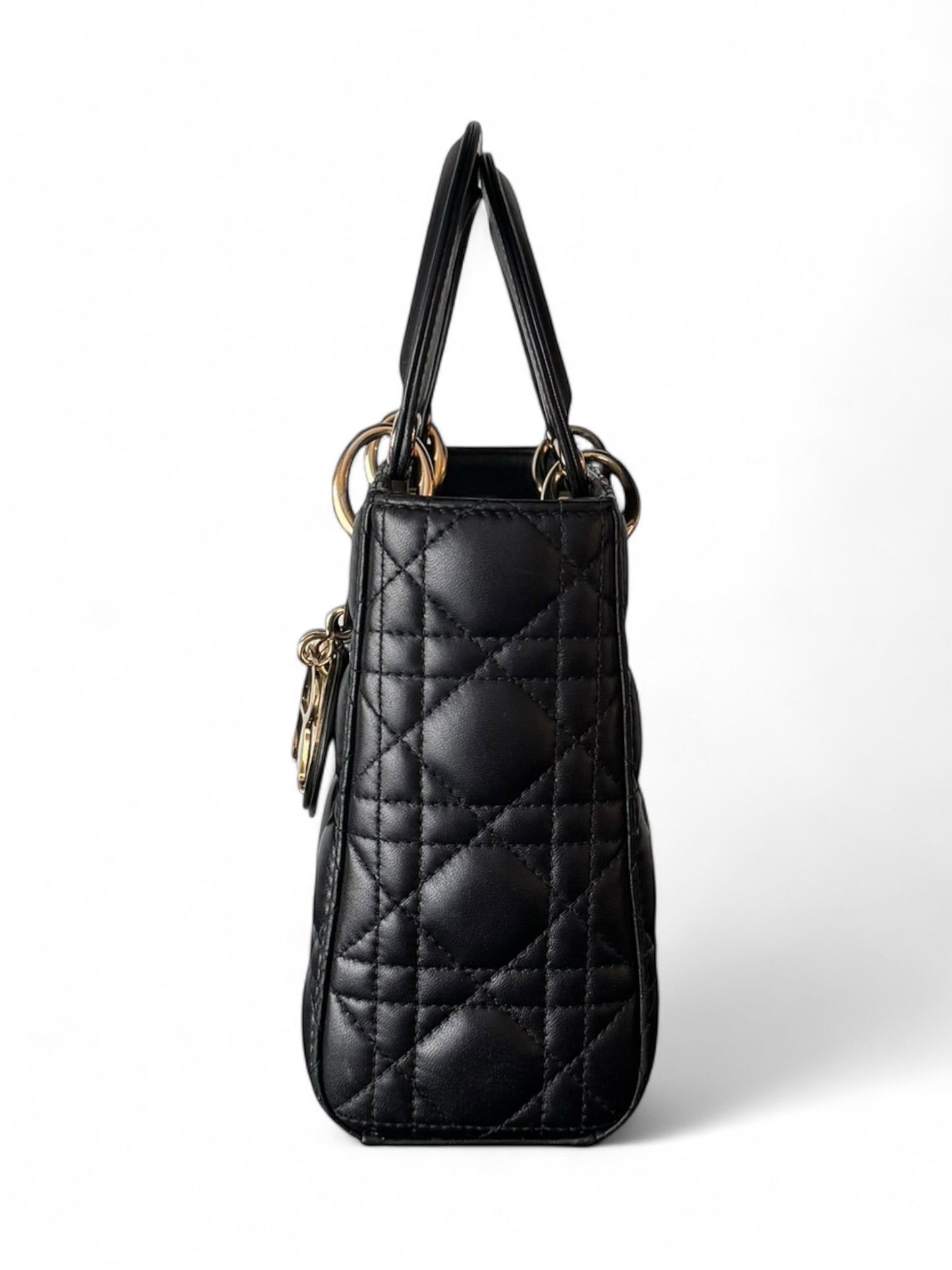 Black leather Small GHW Lady Dior