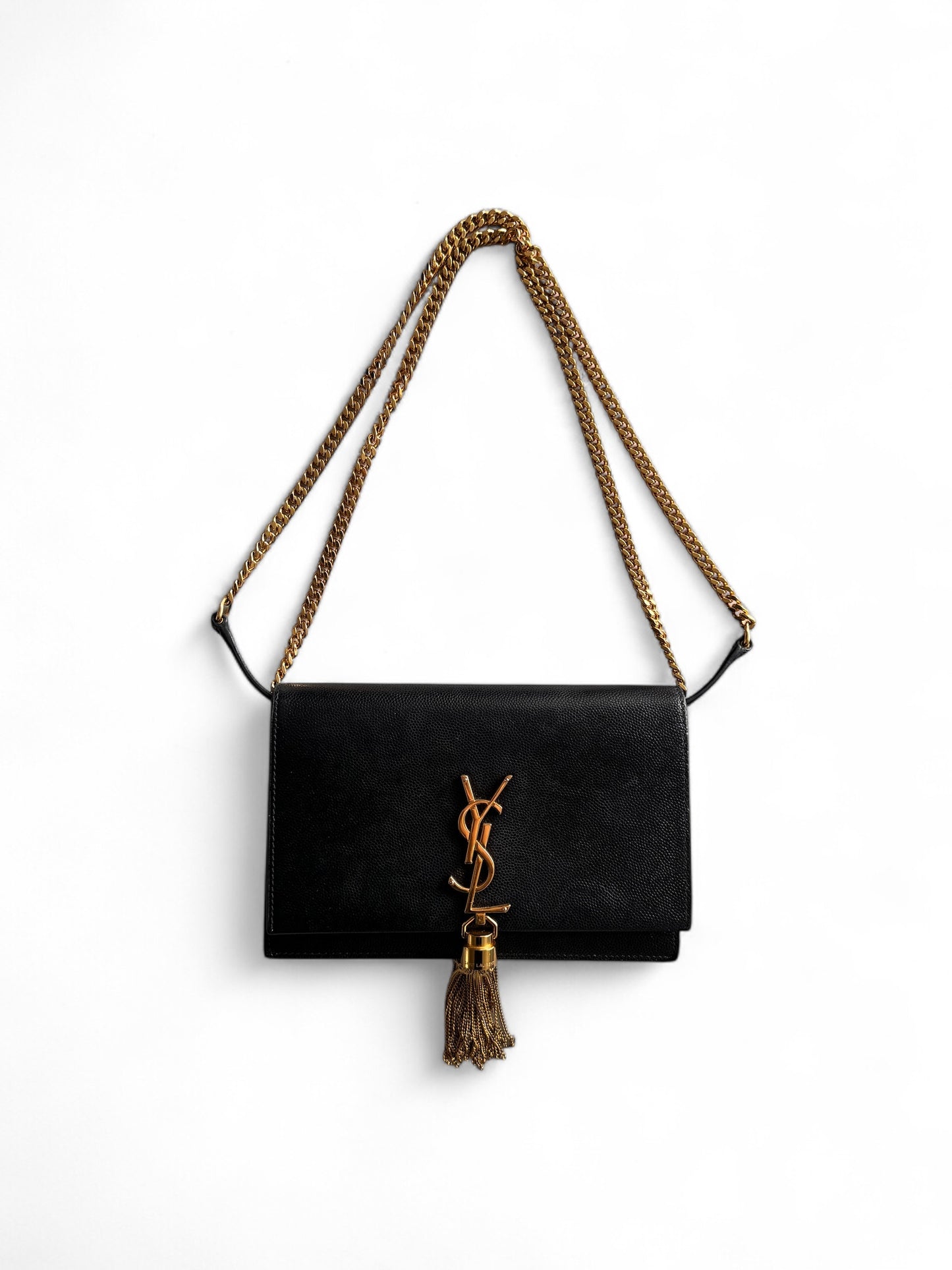 Saint Laurent Black Pebble Calf Leather Kate WOC