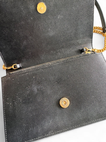 Saint Laurent Black Pebble Calf Leather Kate WOC
