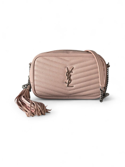 Saint Laurent Dusty Pink Leather Mini Lou Crossbody Bag