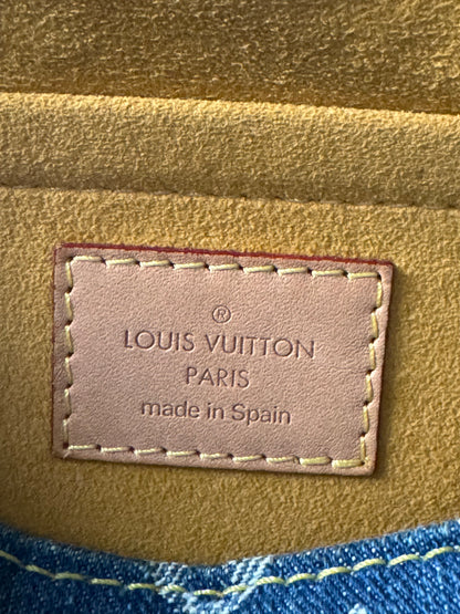 2000s Louis Vuitton Pleaty PM Blue Denim Shoulder Bag