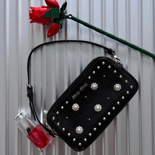 Vintage Black Studded Miu Miu Mini Bag