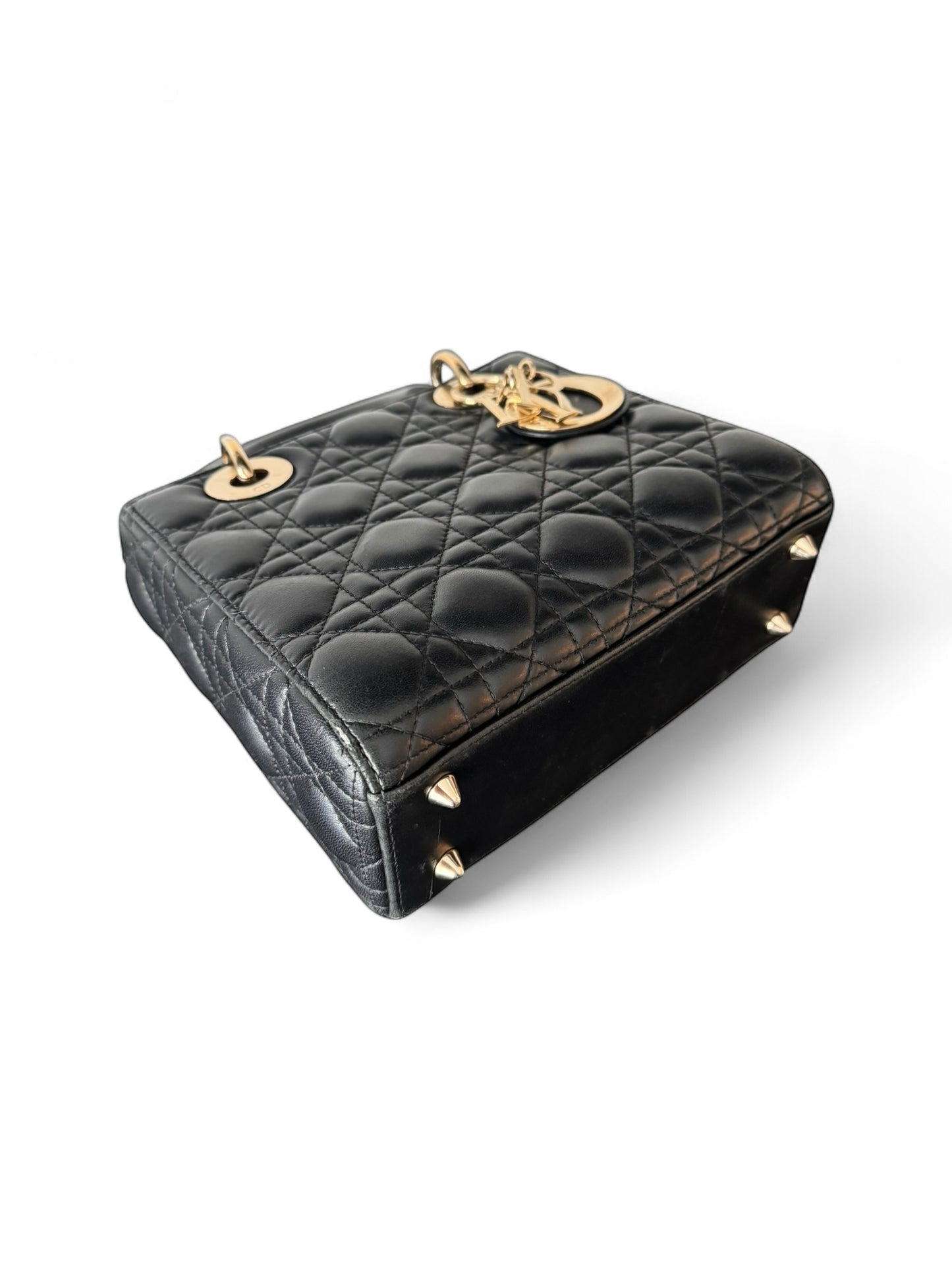 Black leather Small GHW Lady Dior
