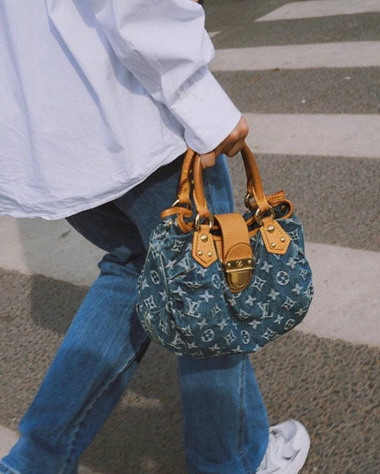 2000s Louis Vuitton Denim Pleaty Handbag