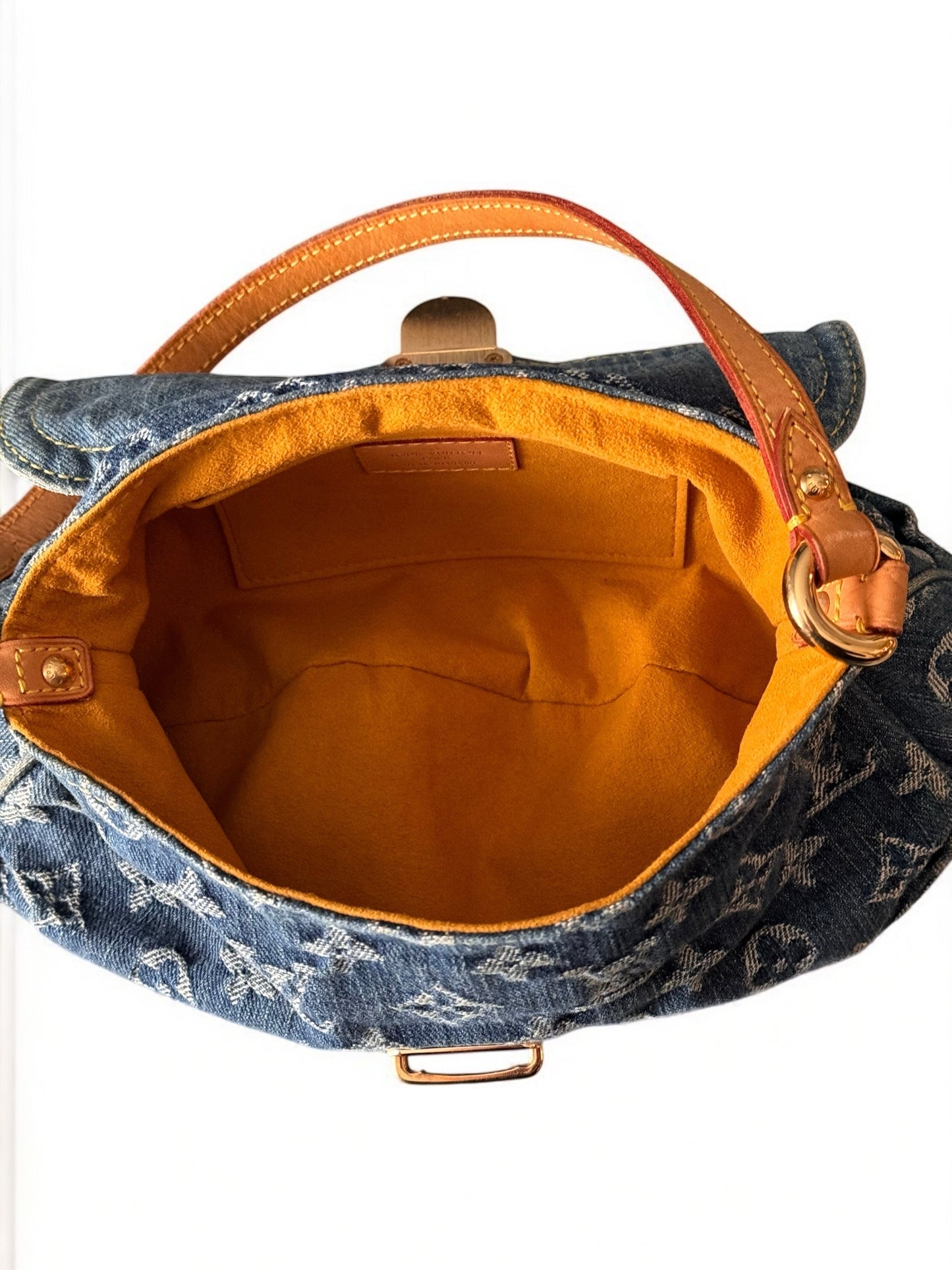 2000s Louis Vuitton Pleaty PM Blue Denim Shoulder Bag