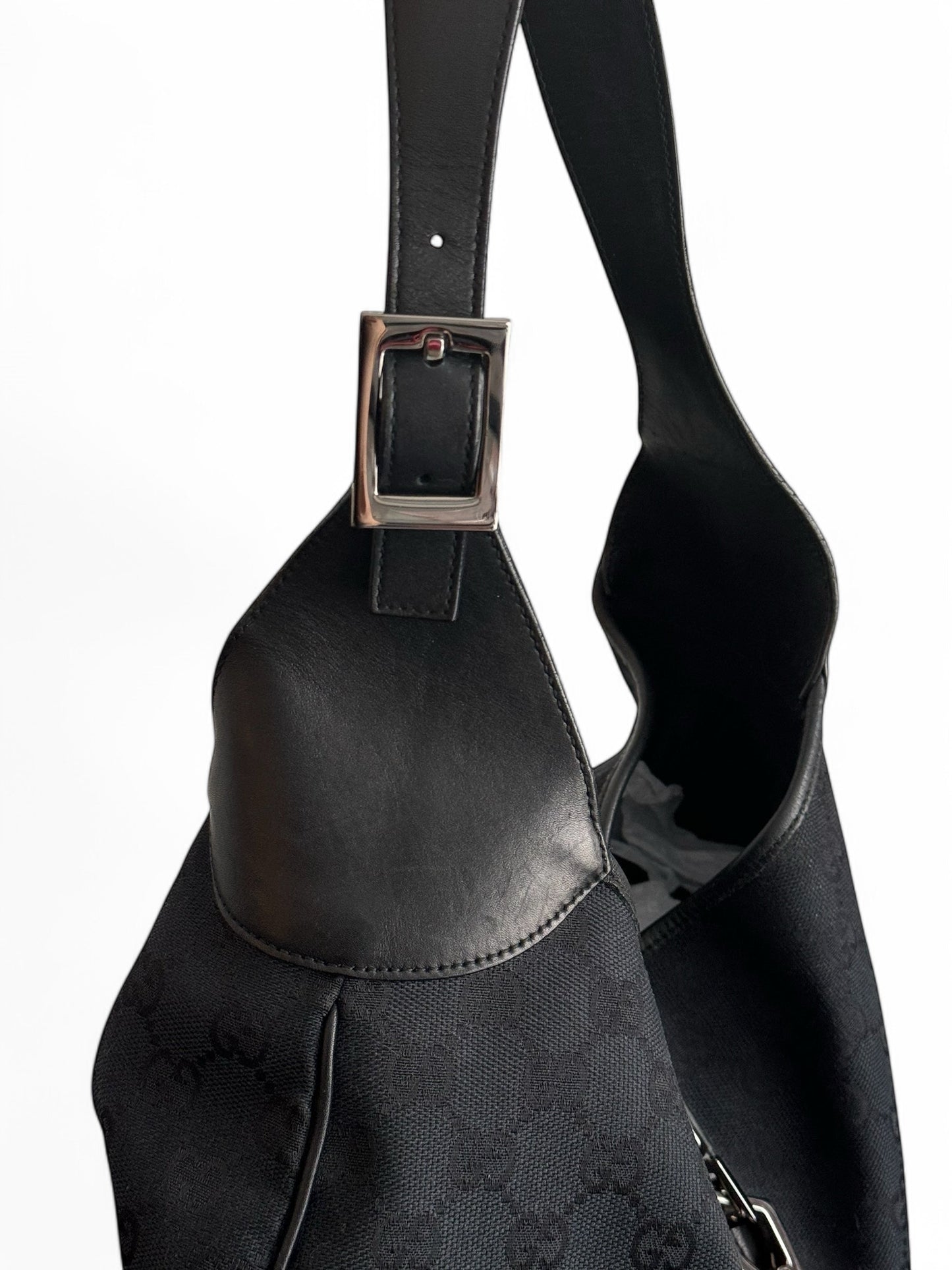 2000s Gucci Black GG Monogram Jackie Bag