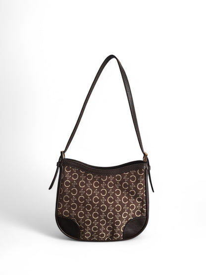 2000s Burgundy Monogram Celine Shoulder Bag