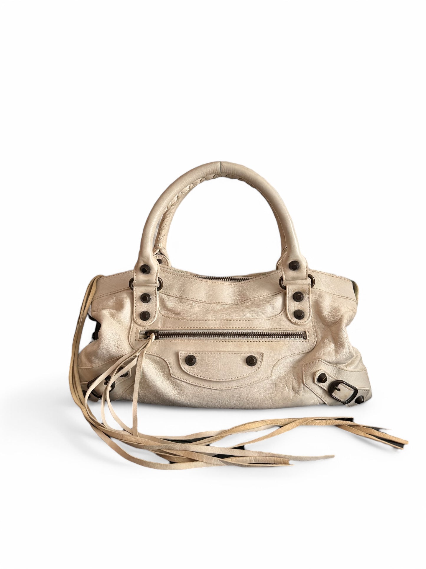 2000s Balenciaga Cream Leather First City Shoulder Bag