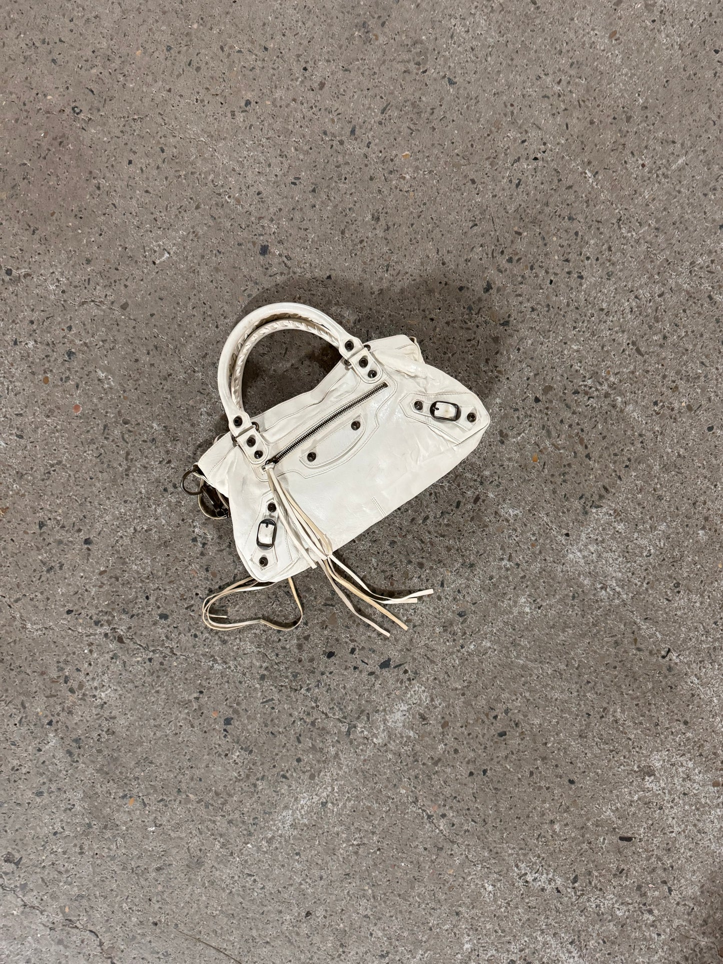 2000s Balenciaga Cream Leather First City Shoulder Bag