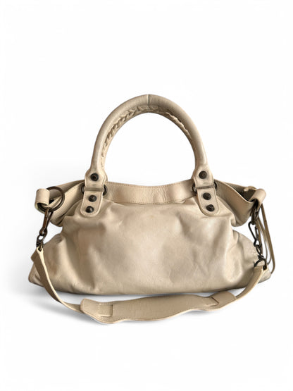 2000s Balenciaga Cream Leather First City Shoulder Bag