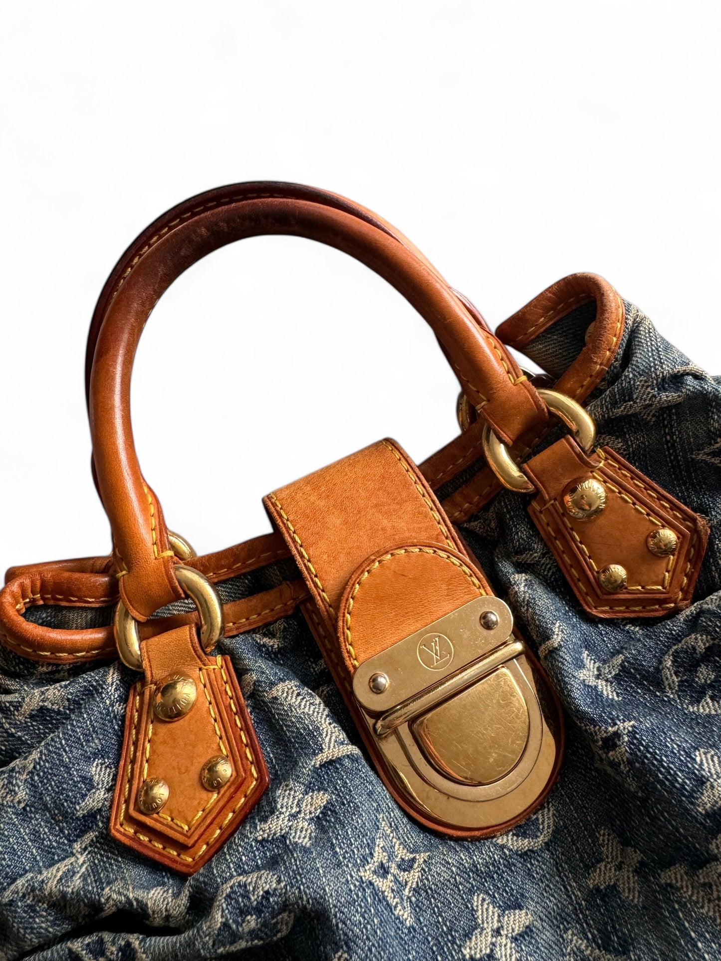 2000s Louis Vuitton Denim Pleaty Handbag