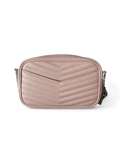 Saint Laurent Dusty Pink Leather Mini Lou Crossbody Bag