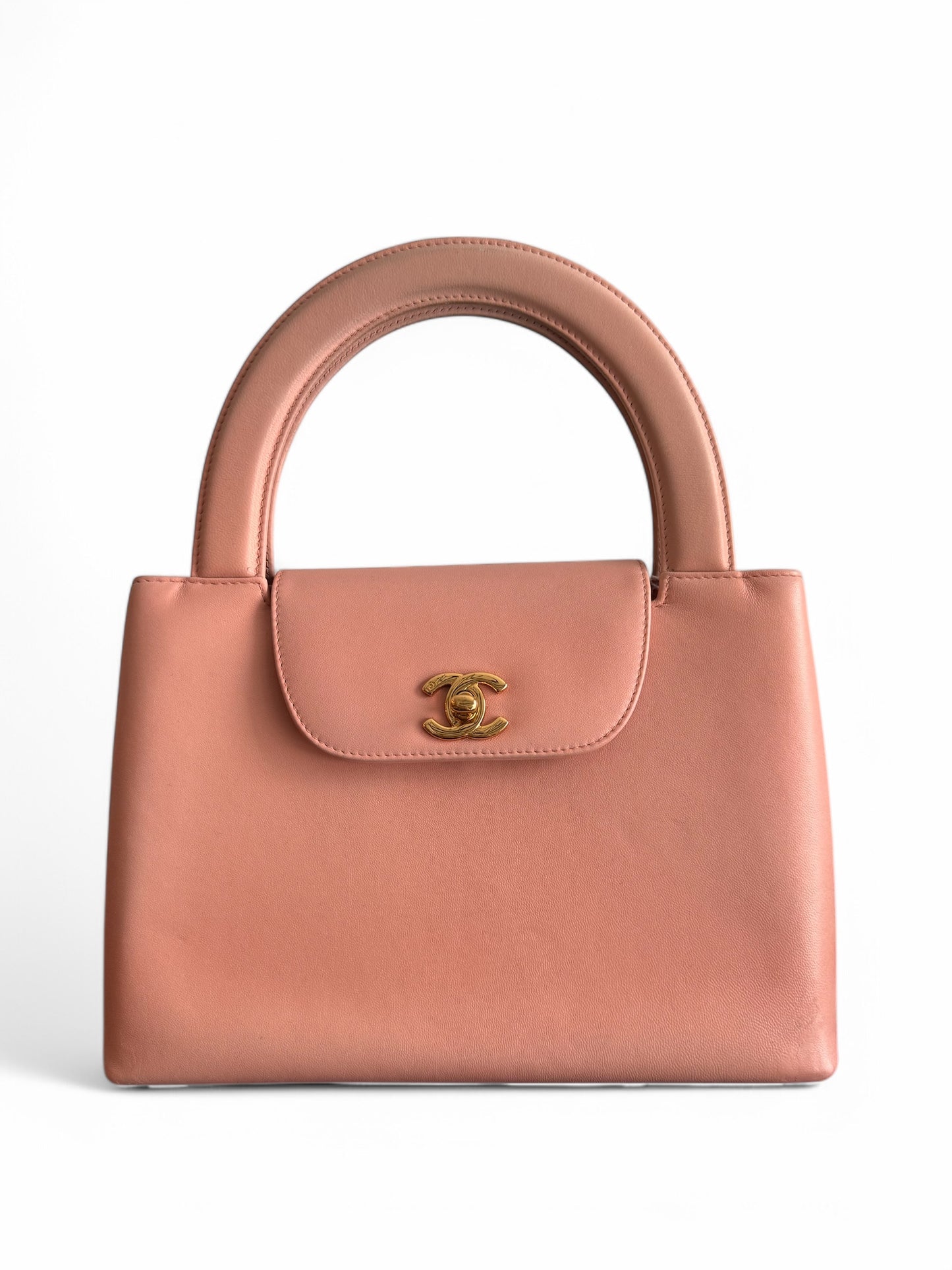 RARE 90s Chanel Pink Leather Mini Kelly Bag with 24k GHW