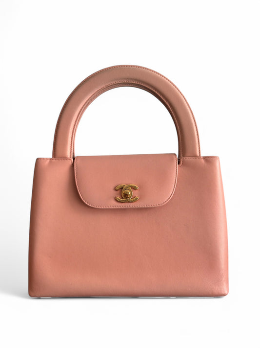 RARE 90s Chanel Pink Leather Mini Kelly Bag with 24k GHW
