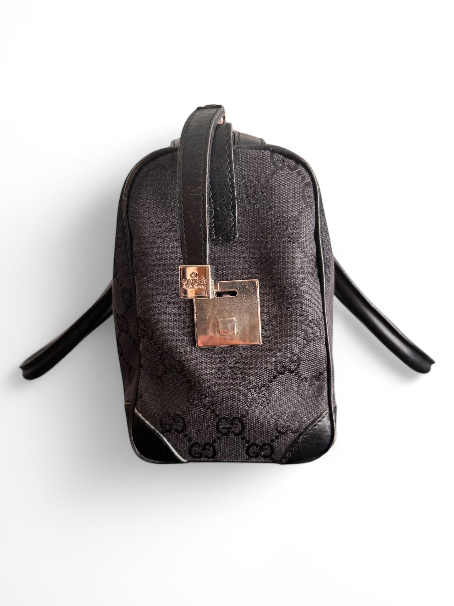 Gucci Black GG Monogram Boston Bag