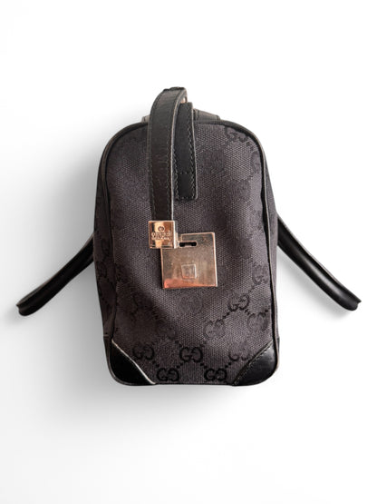 Gucci Black GG Monogram Boston Bag