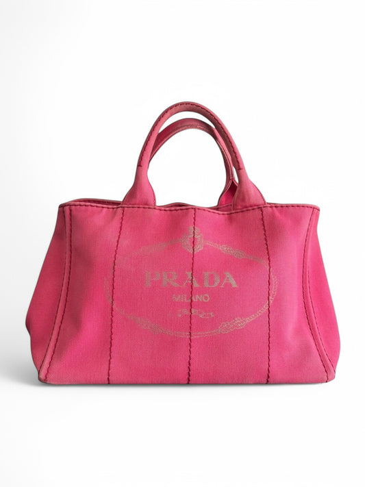 Vintage Prada Pink Canapa Tote Bag