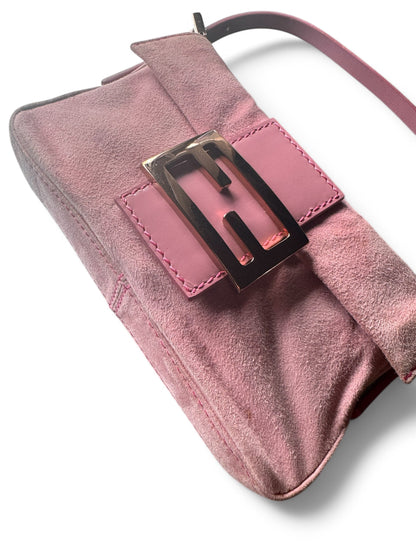 Vintage Pink Suede Mini Fendi Baguette