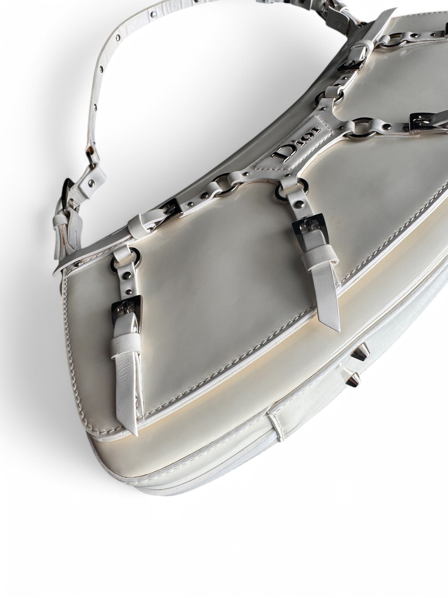 SUPER RARE Christian Dior Galliano White Bondage Shoulder Bag