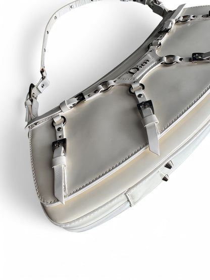 SUPER RARE Christian Dior Galliano White Bondage Shoulder Bag