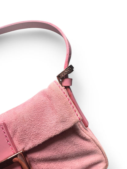 Vintage Pink Suede Mini Fendi Baguette